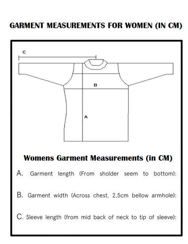 Womens Garment Size Chart picture