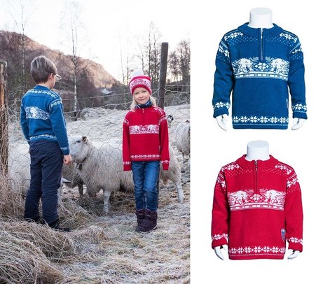  Childrens Norwegian Sweater with Polar Bear Design in Pure New Wool